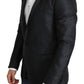 Elegante blazer slim fit in jacquard nero