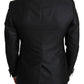 Elegante blazer slim fit in jacquard nero