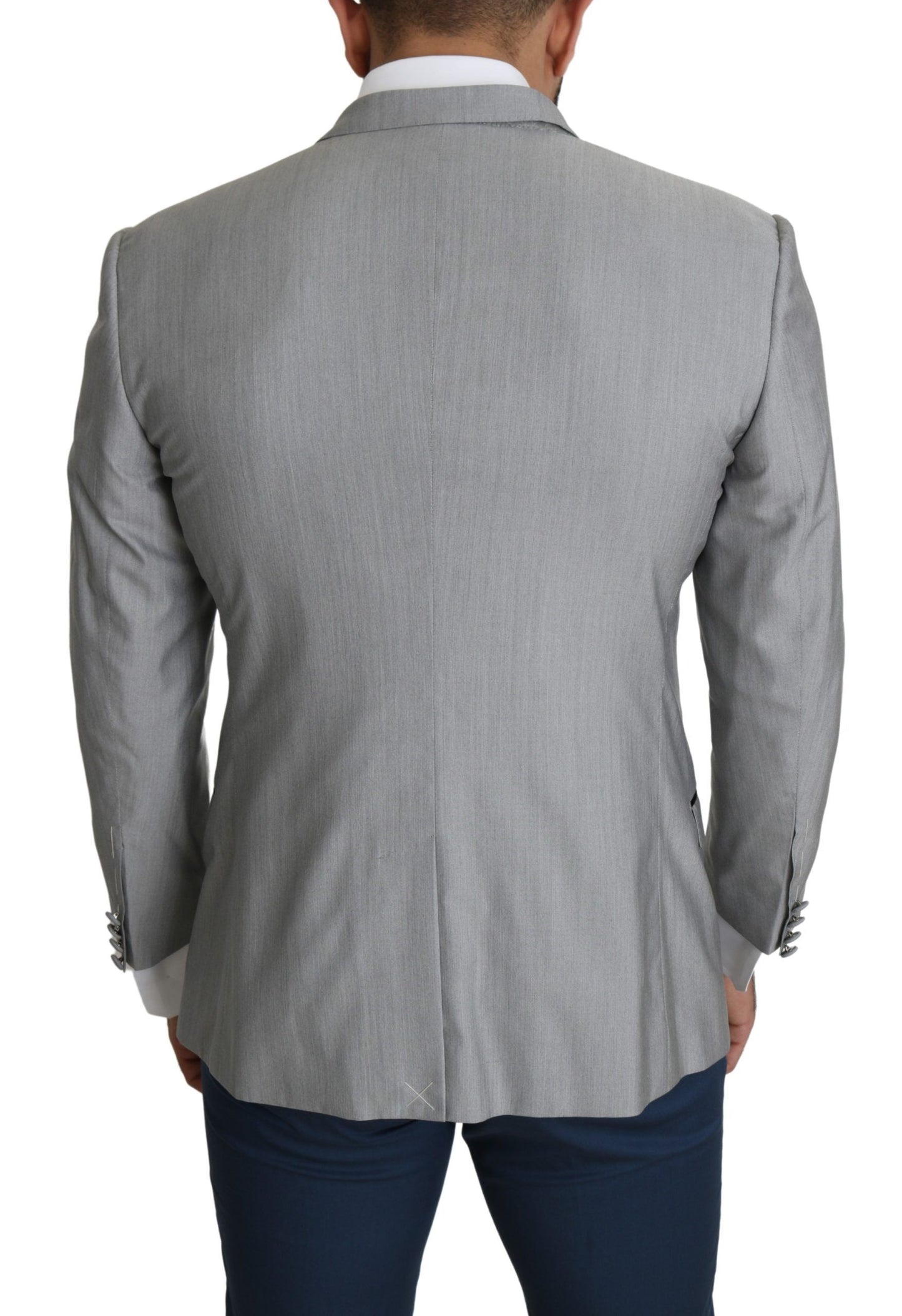 Elegante blazer grigio chiaro in misto seta