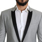 Elegante blazer grigio chiaro in misto seta