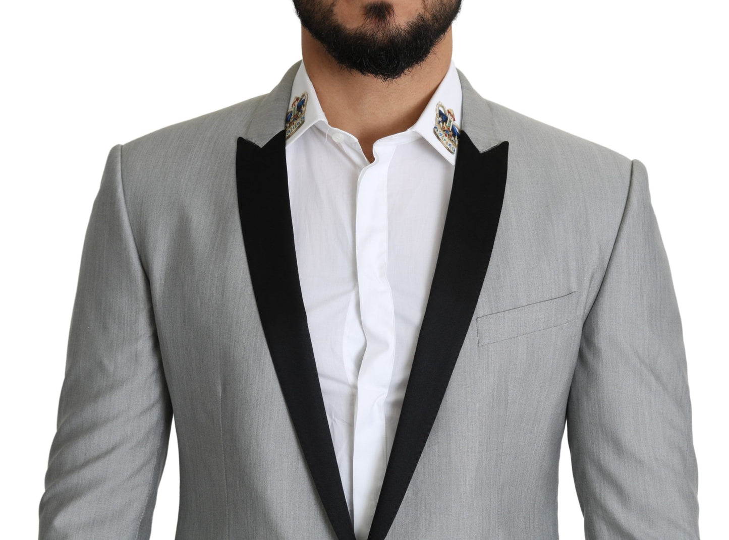 Elegante blazer grigio chiaro in misto seta