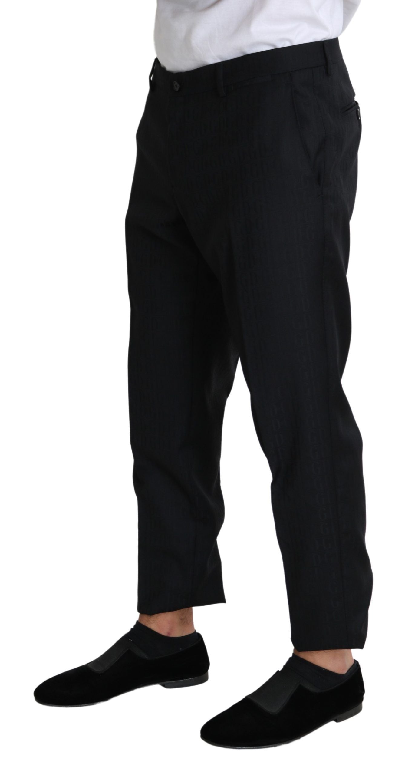 Elegante schwarze Cropped-Hose aus Schurwolle