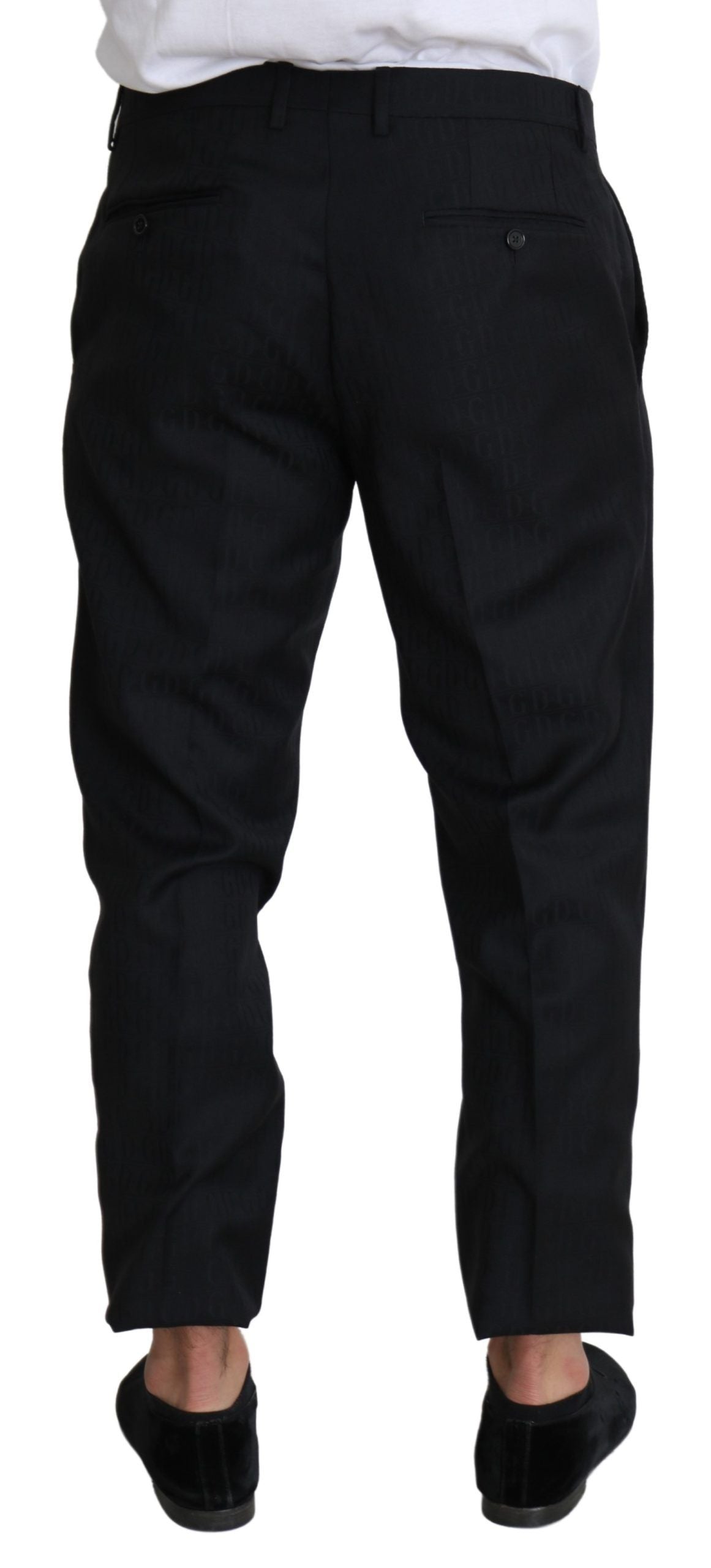Elegante schwarze Cropped-Hose aus Schurwolle