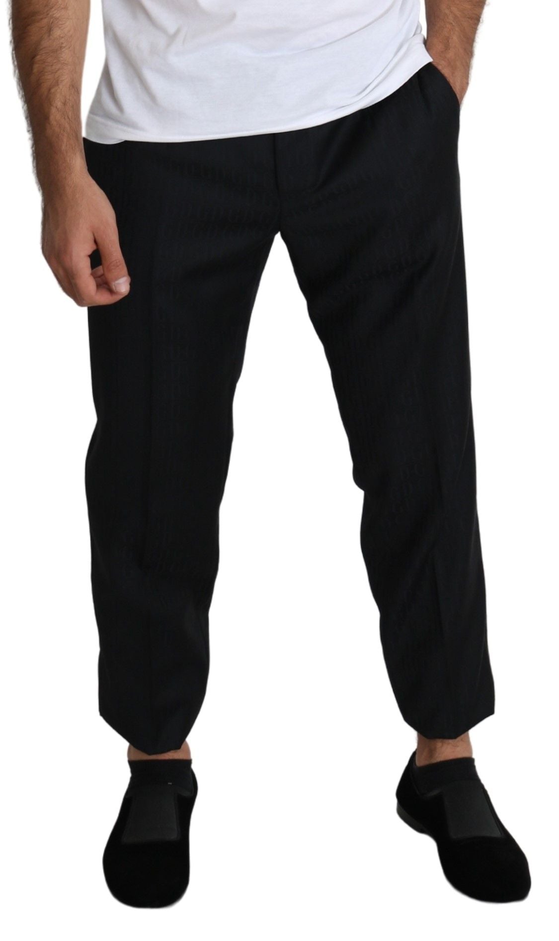Elegante schwarze Cropped-Hose aus Schurwolle