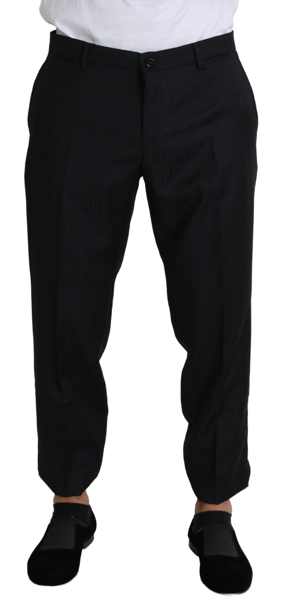 Pantaloni eleganti in lana vergine nera cropped