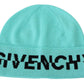 Aquamarine Green Wool Beanie with Signature Logo