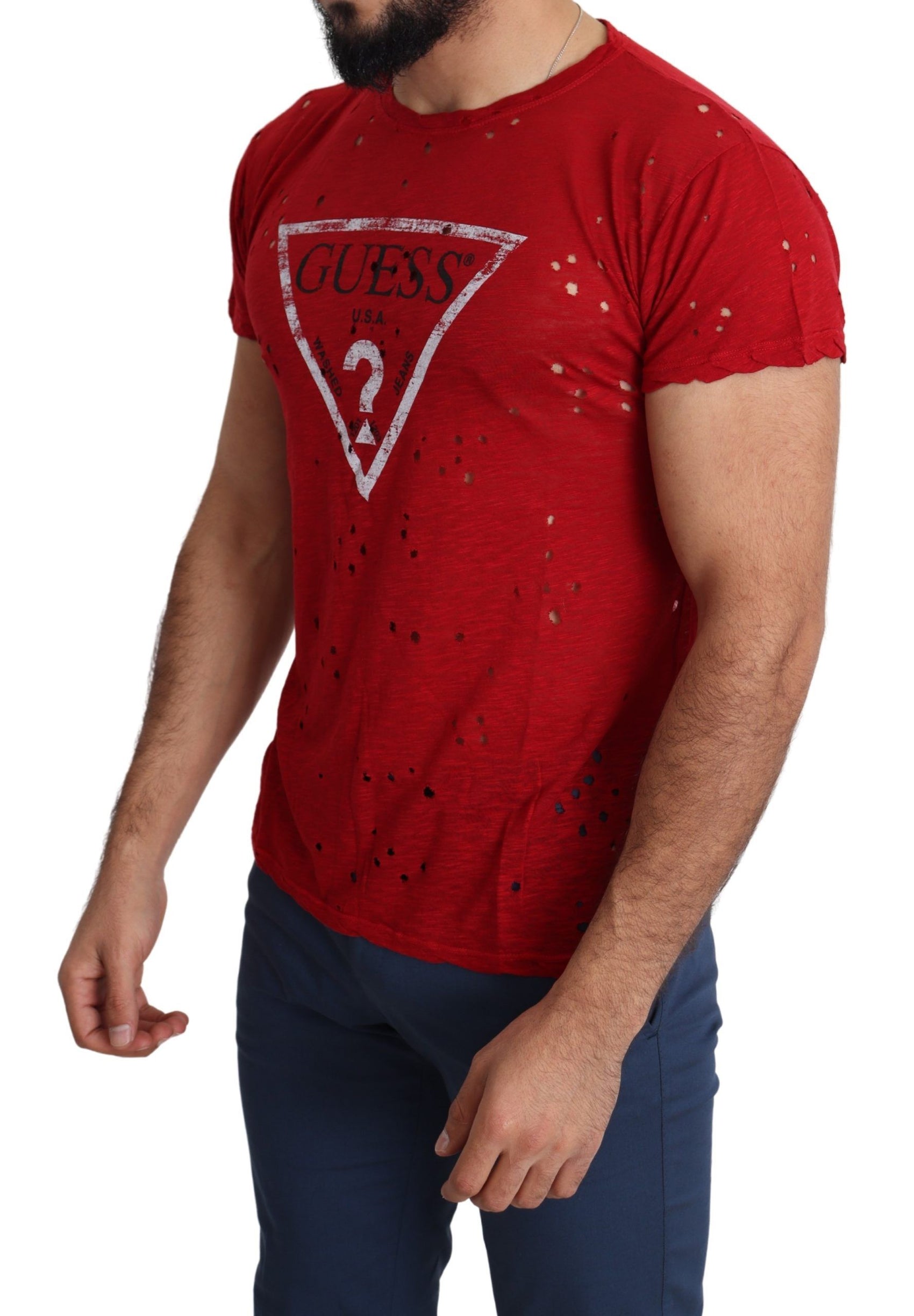 Strahlend rotes Baumwoll-Stretch-T-Shirt
