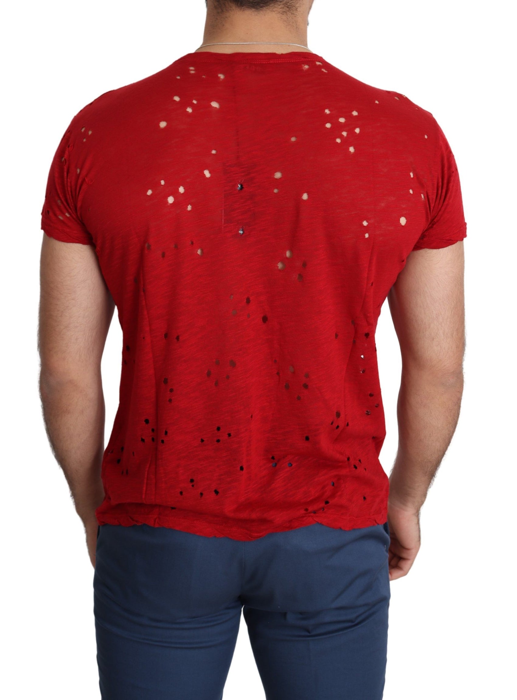 Strahlend rotes Baumwoll-Stretch-T-Shirt