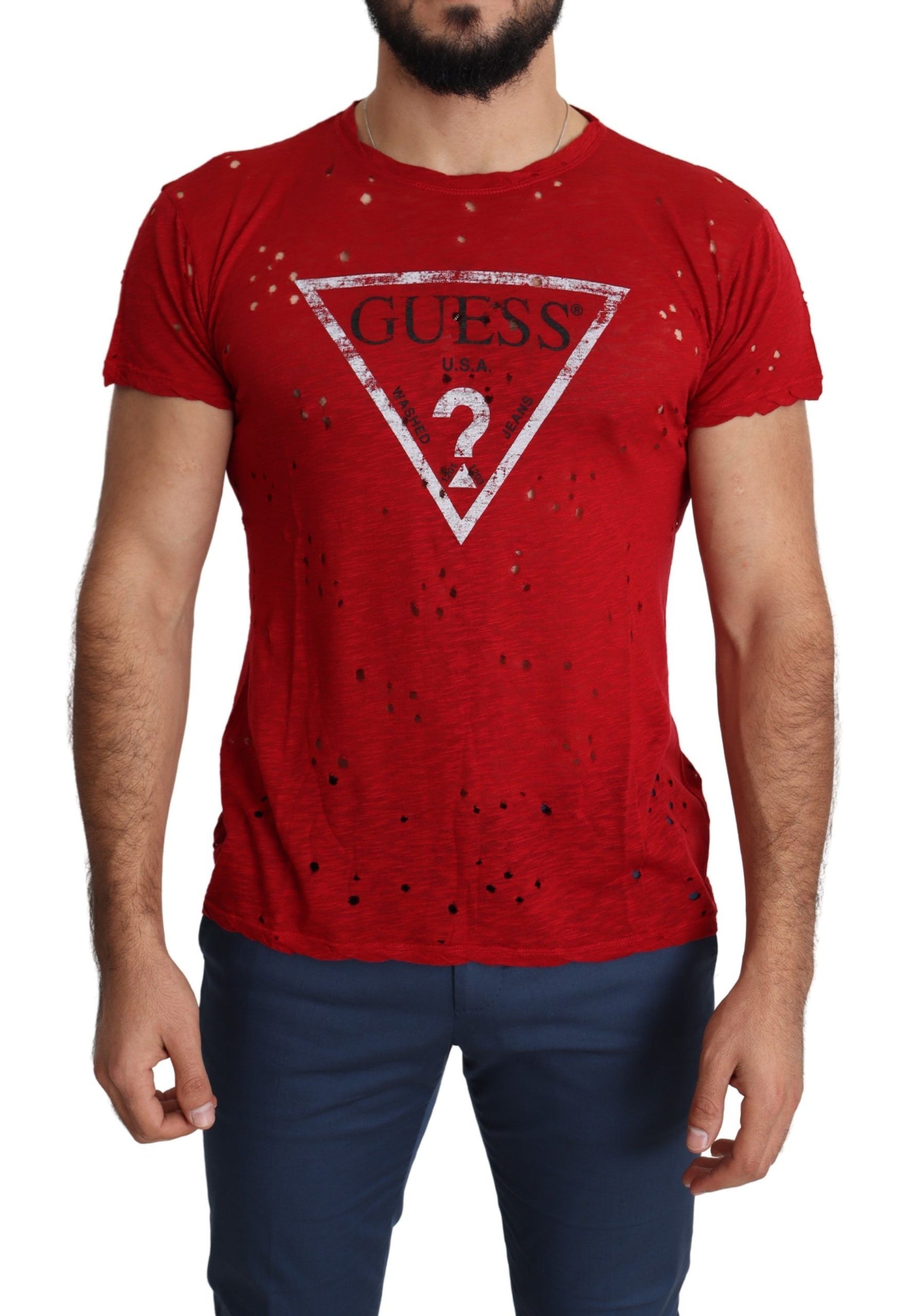 Strahlend rotes Baumwoll-Stretch-T-Shirt