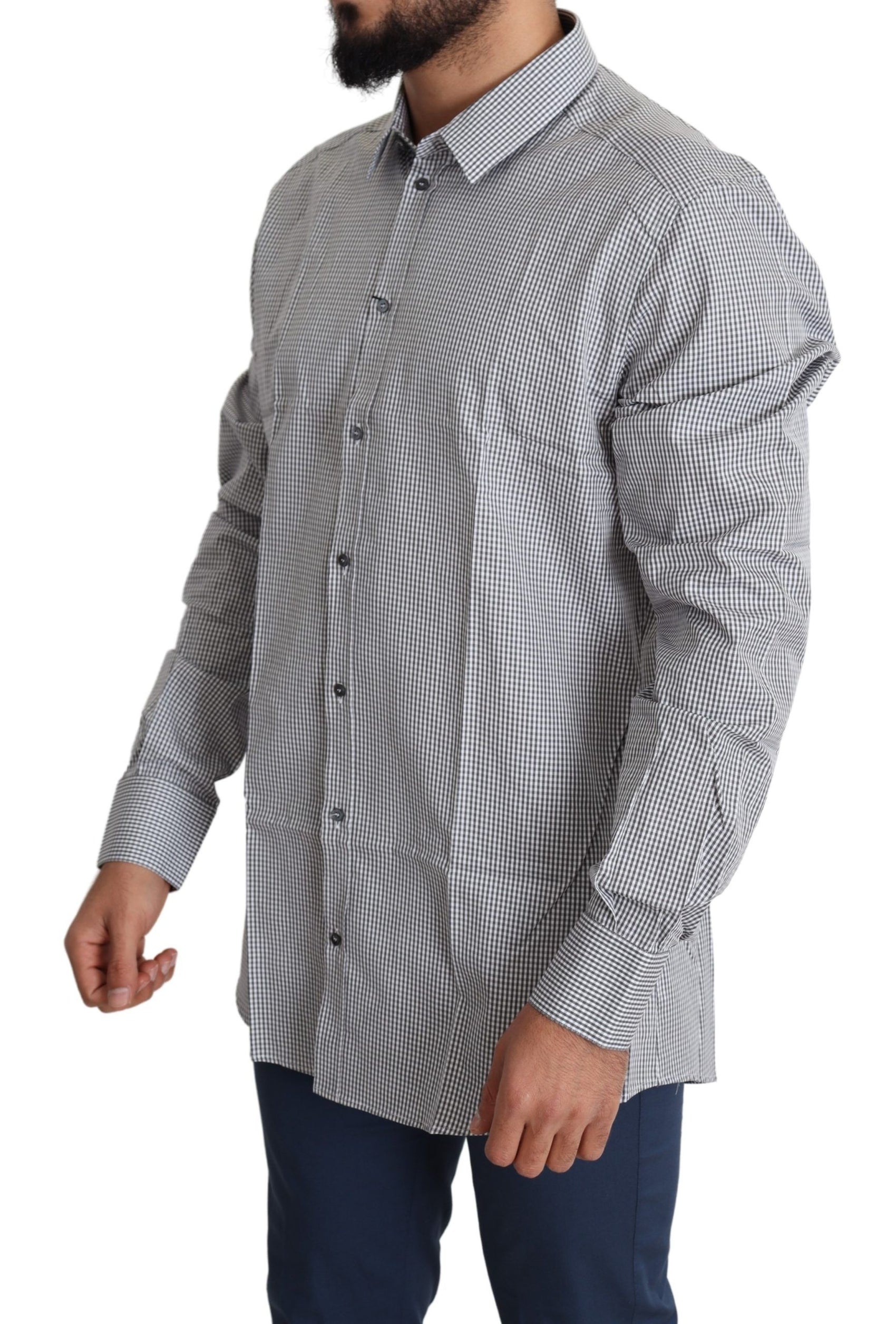 Camicia da abito in cotone a quadri slim fit