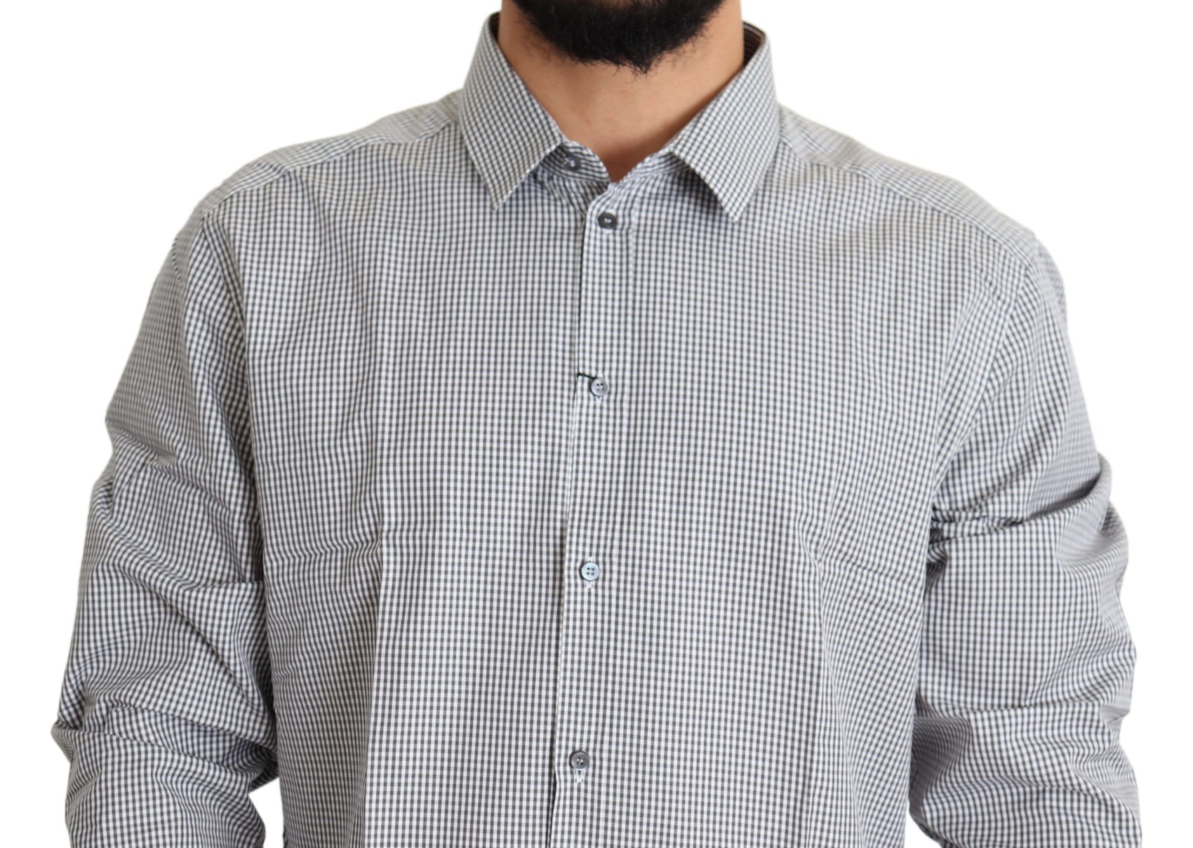 Camicia da abito in cotone a quadri slim fit
