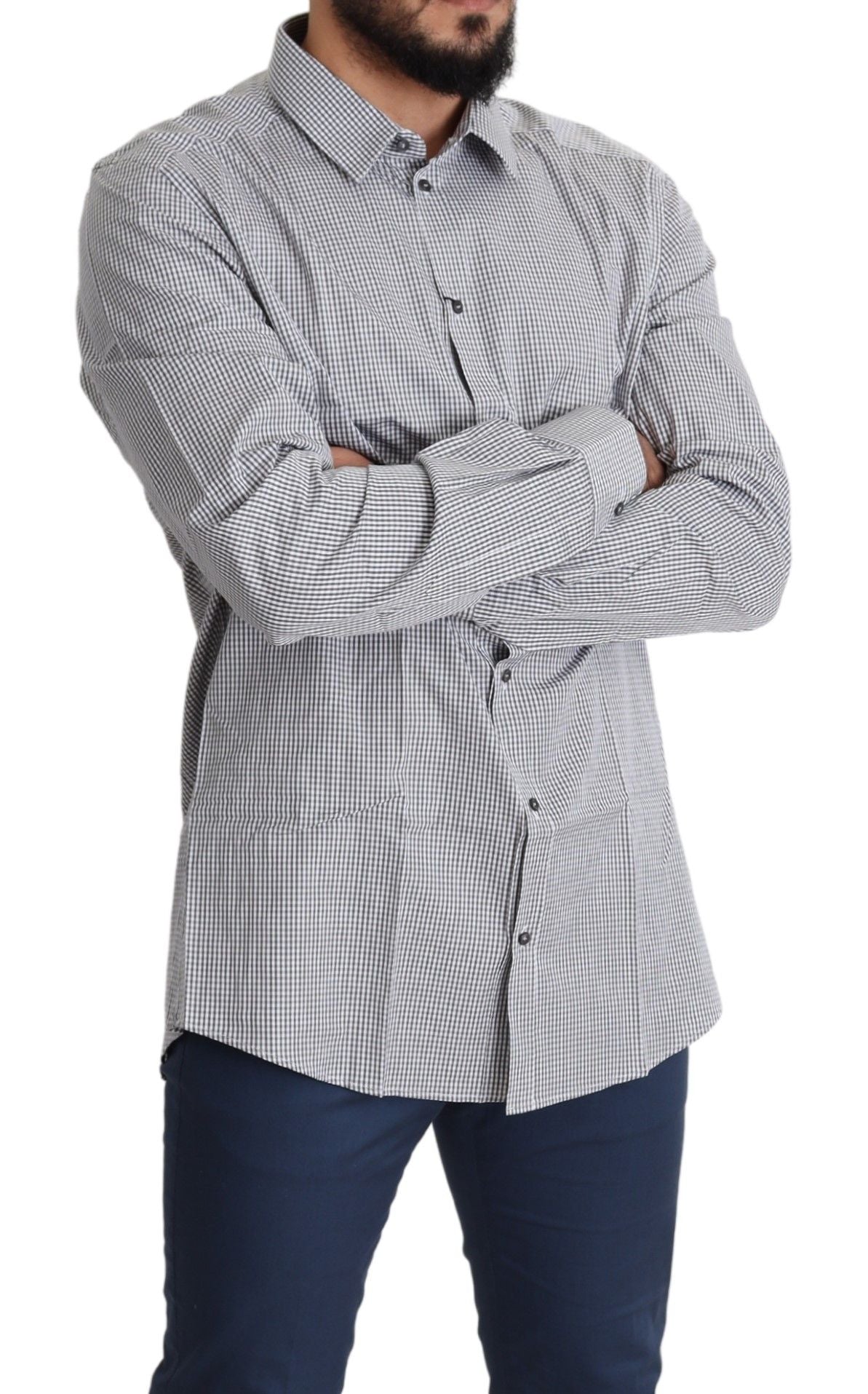 Camicia da abito in cotone a quadri slim fit