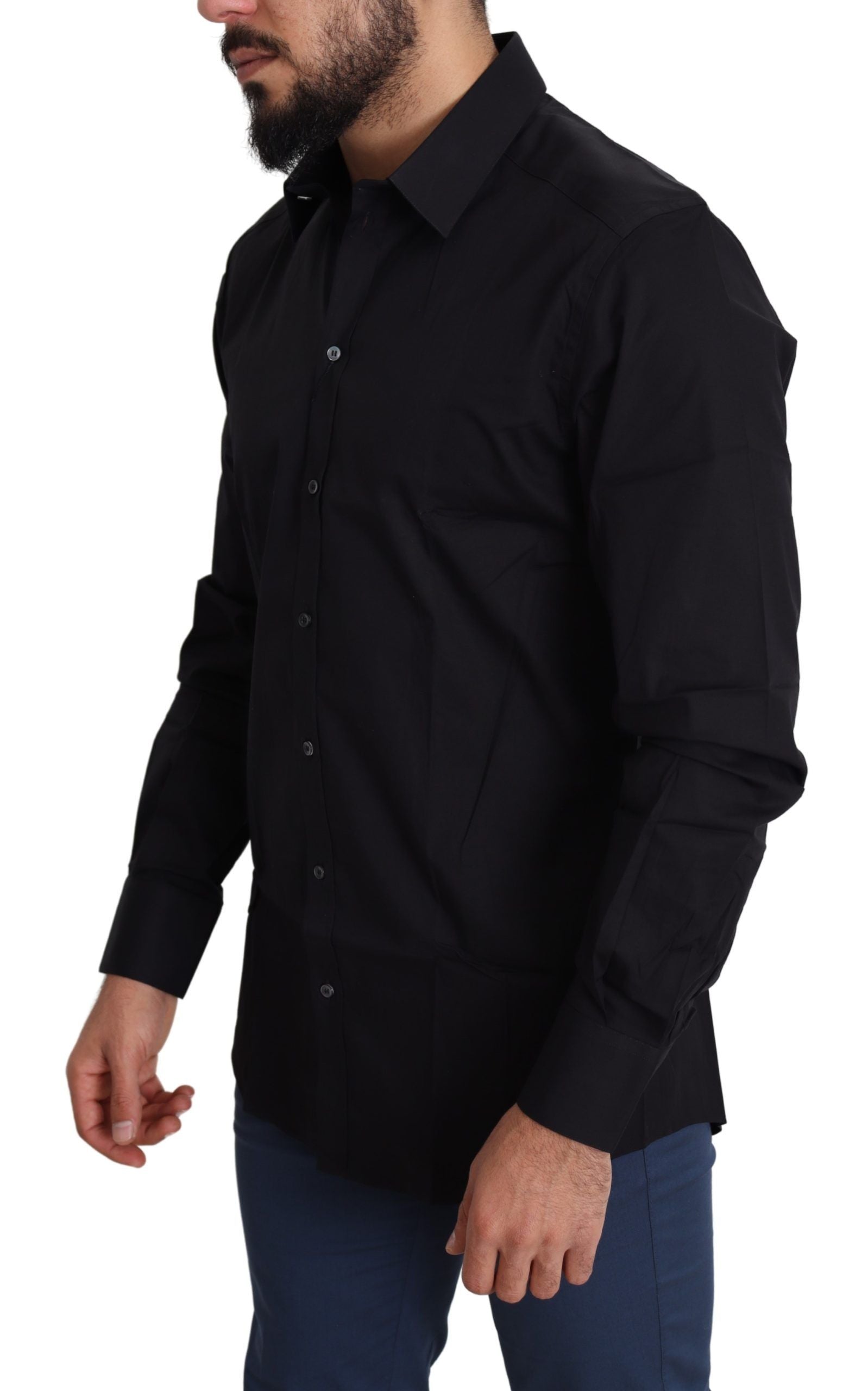 Elegante camicia in cotone elasticizzato nero