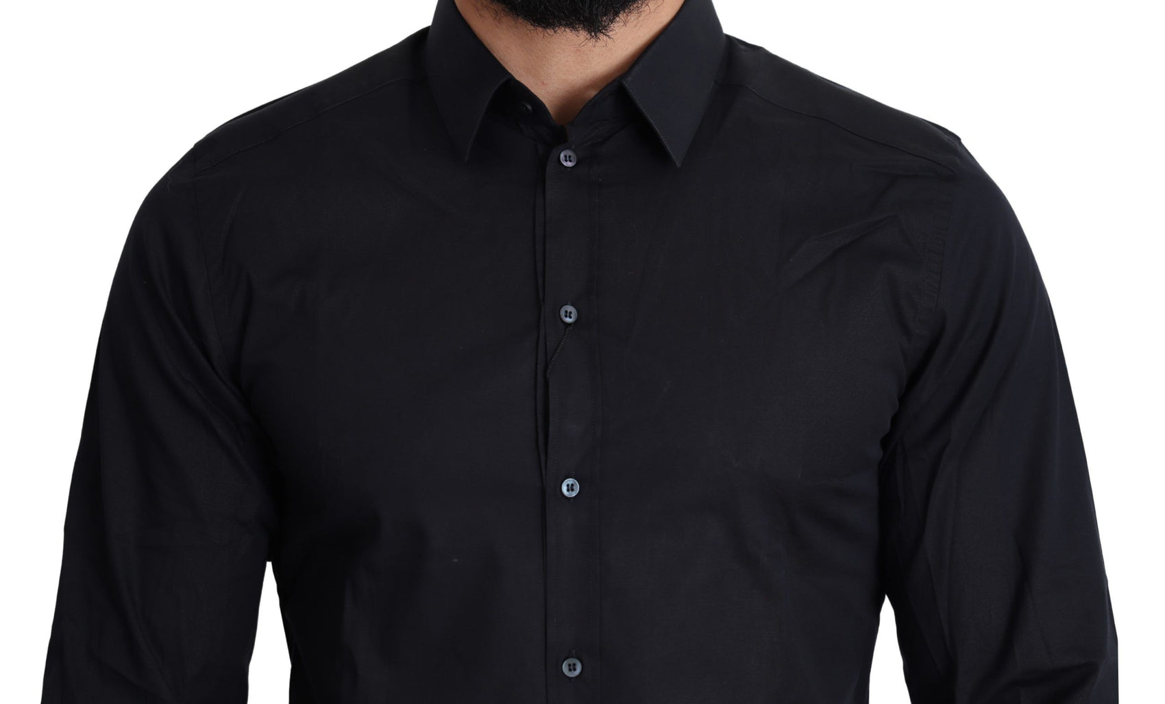 Camicia elegante in cotone elasticizzato, vestibilità slim nera