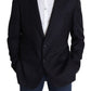 Elegant Black Virgin Wool Men's Blazer