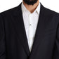 Elegant Black Virgin Wool Men's Blazer