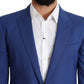 Exquisite Blue Wool Martini Blazer Jacket