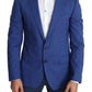 Exquisite Blue Wool Martini Blazer Jacket