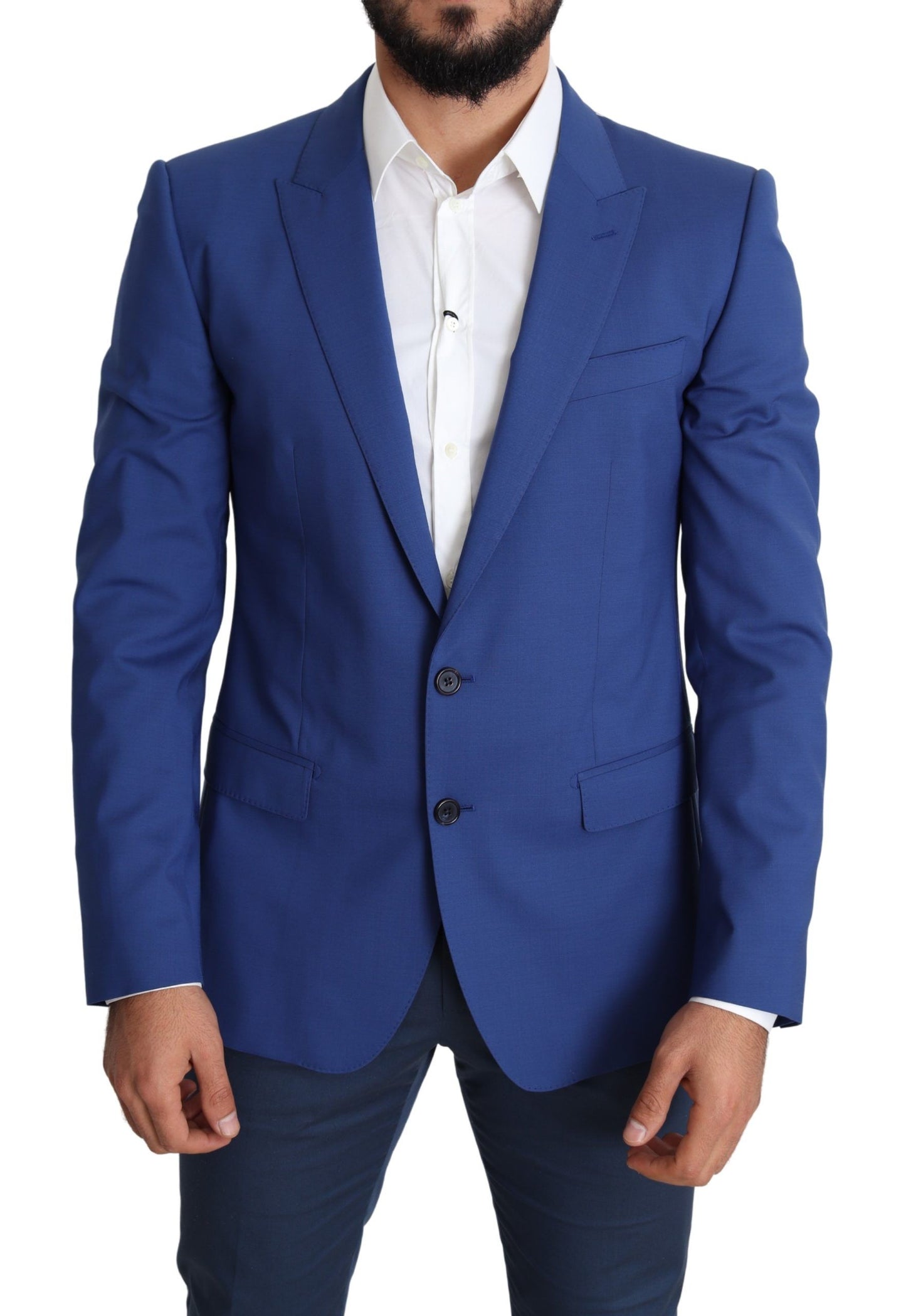 Exquisite blaue Martini-Blazerjacke aus Wolle