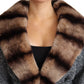 Elegant Cashmere Cardigan with Rabbit Fur Collar