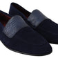 Elegant Blue Suede Leather Loafers