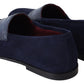 Elegant Blue Suede Leather Loafers