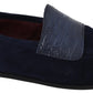 Elegant Blue Suede Leather Loafers