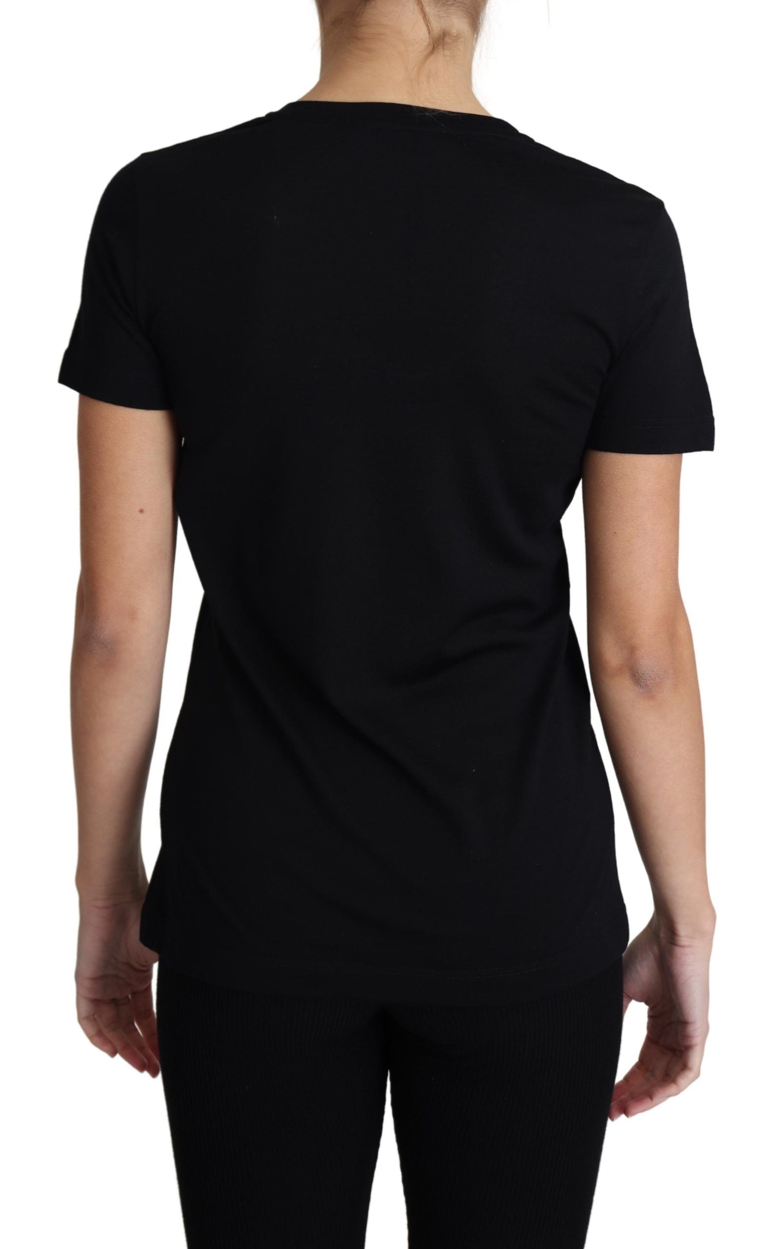 Elegante T-shirt girocollo in lana nera