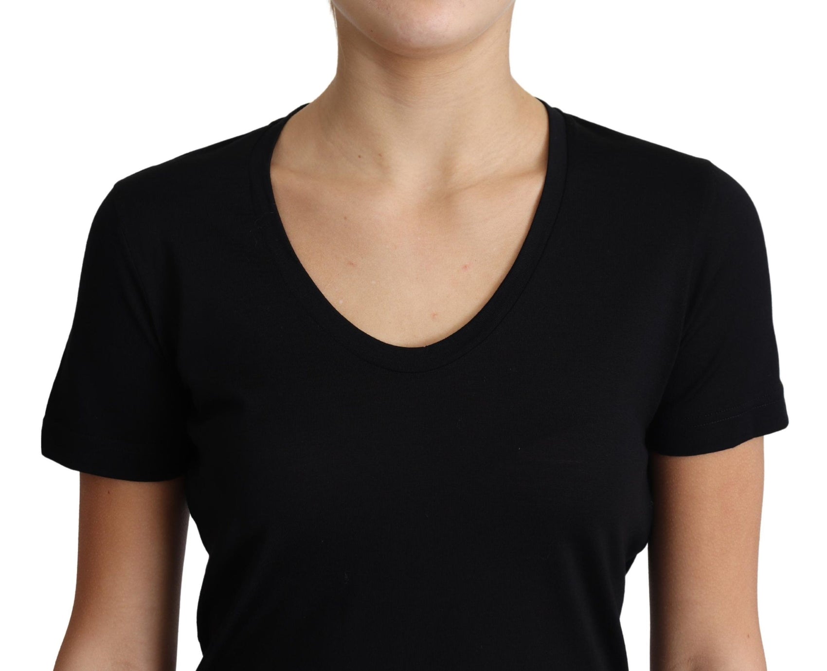 Elegante T-shirt girocollo in lana nera