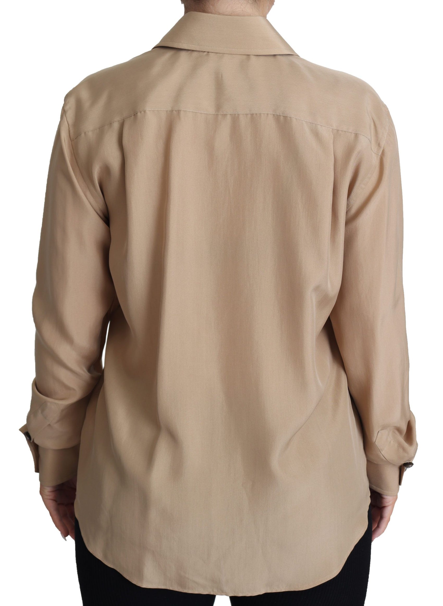 Camicia elegante in seta beige