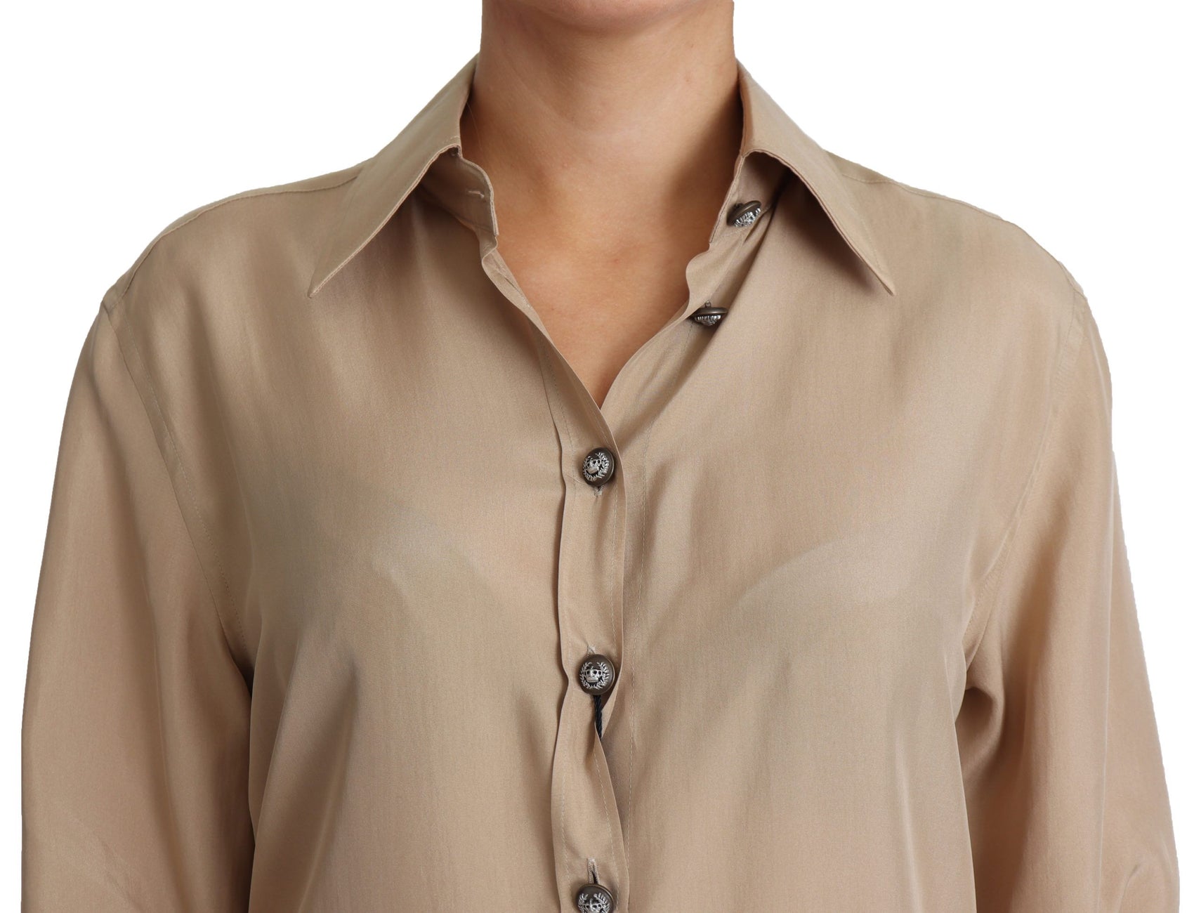 Camicia elegante in seta beige
