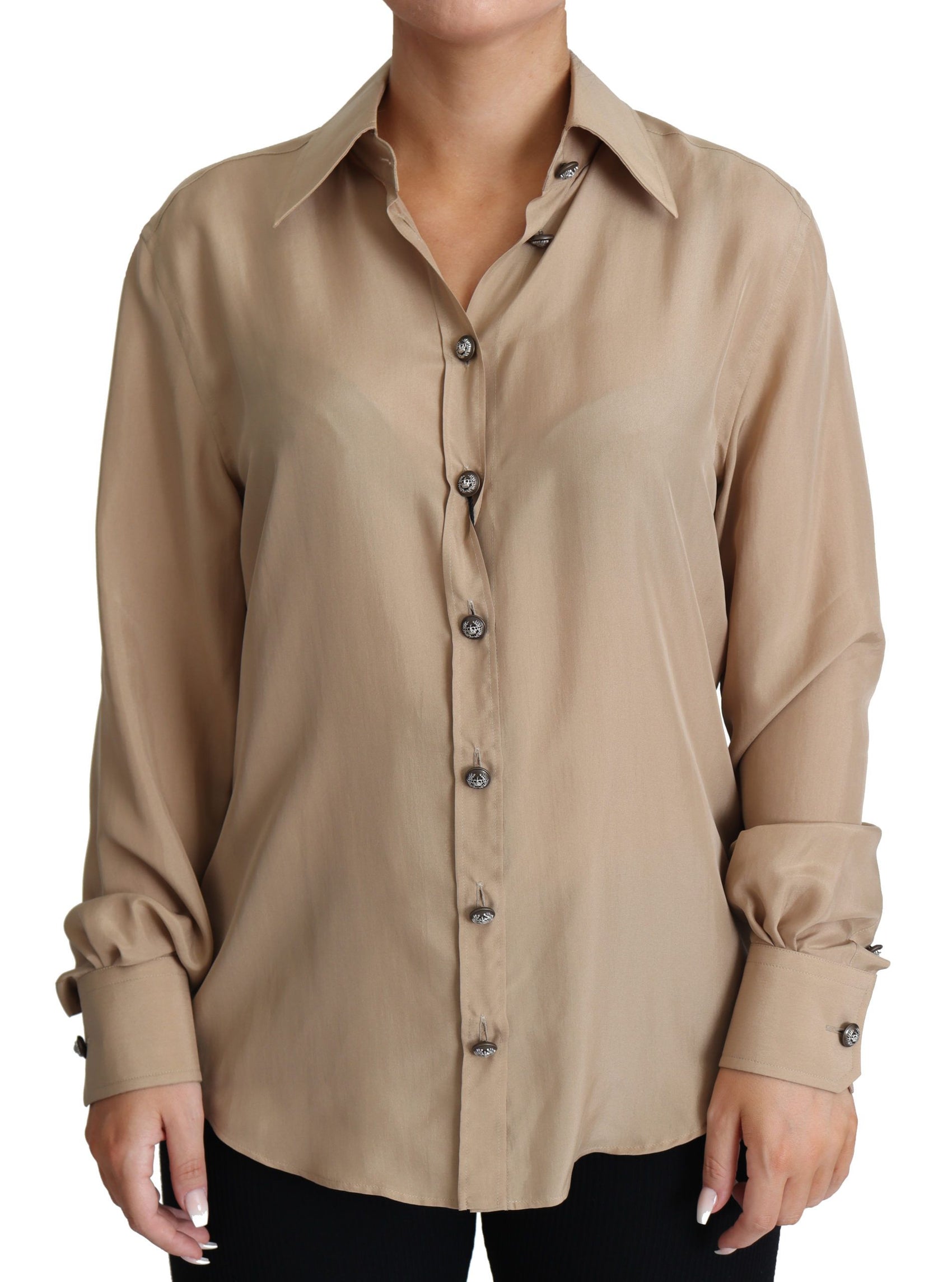Camicia elegante in seta beige