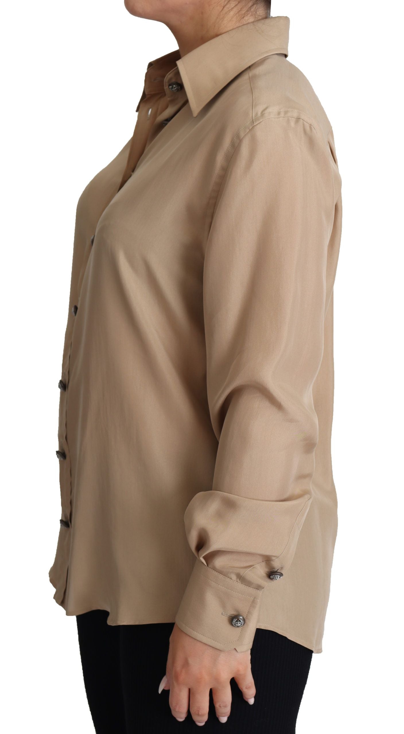 Camicia elegante in seta beige