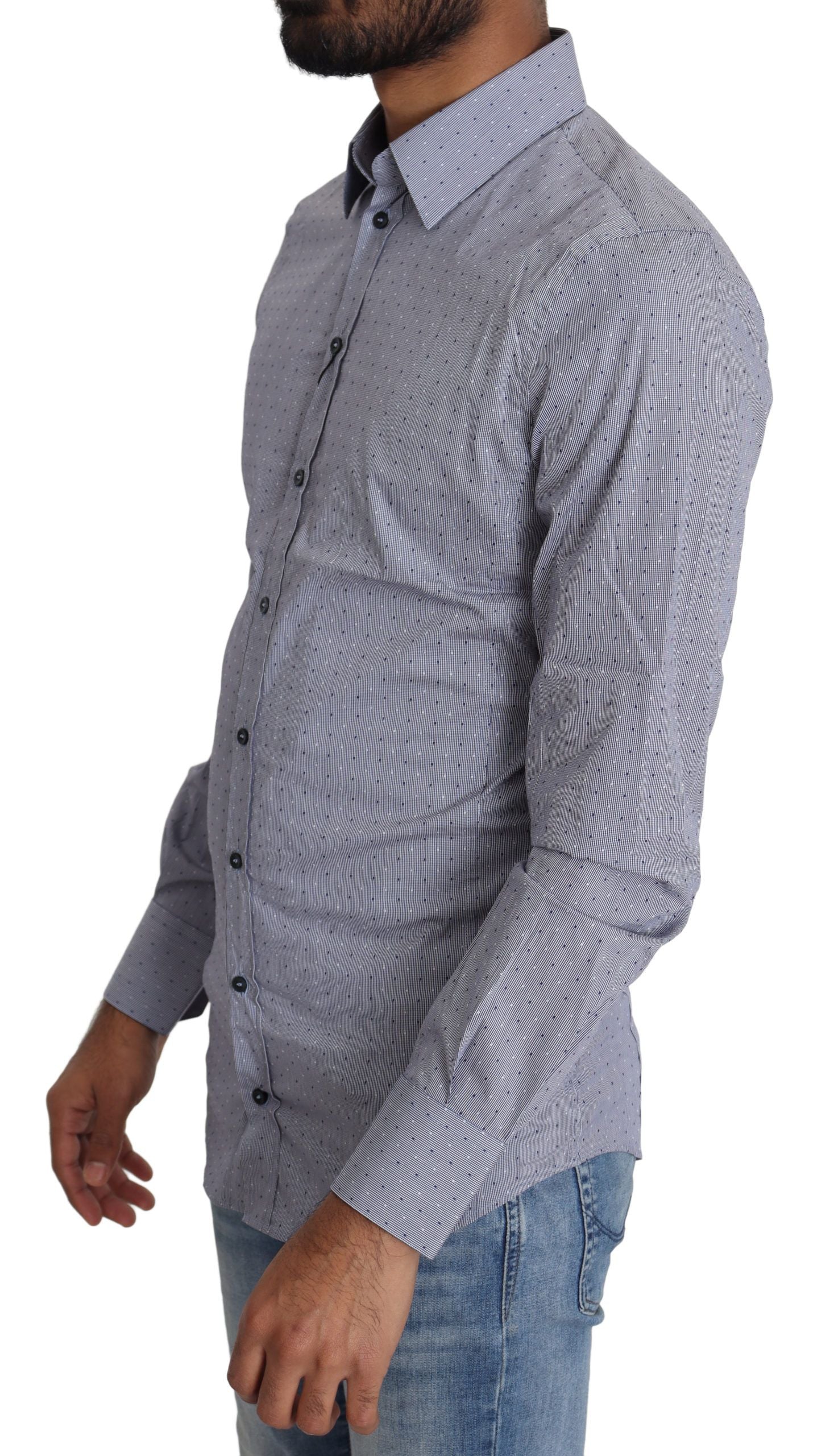 Camicia Sicilia Slim Fit a Pois in Misto Cotone