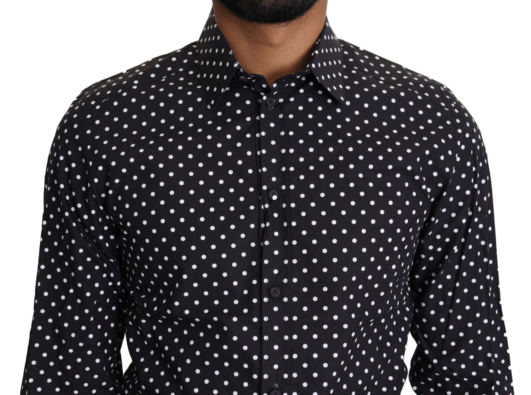 Camicia elegante a maniche lunghe da uomo a pois