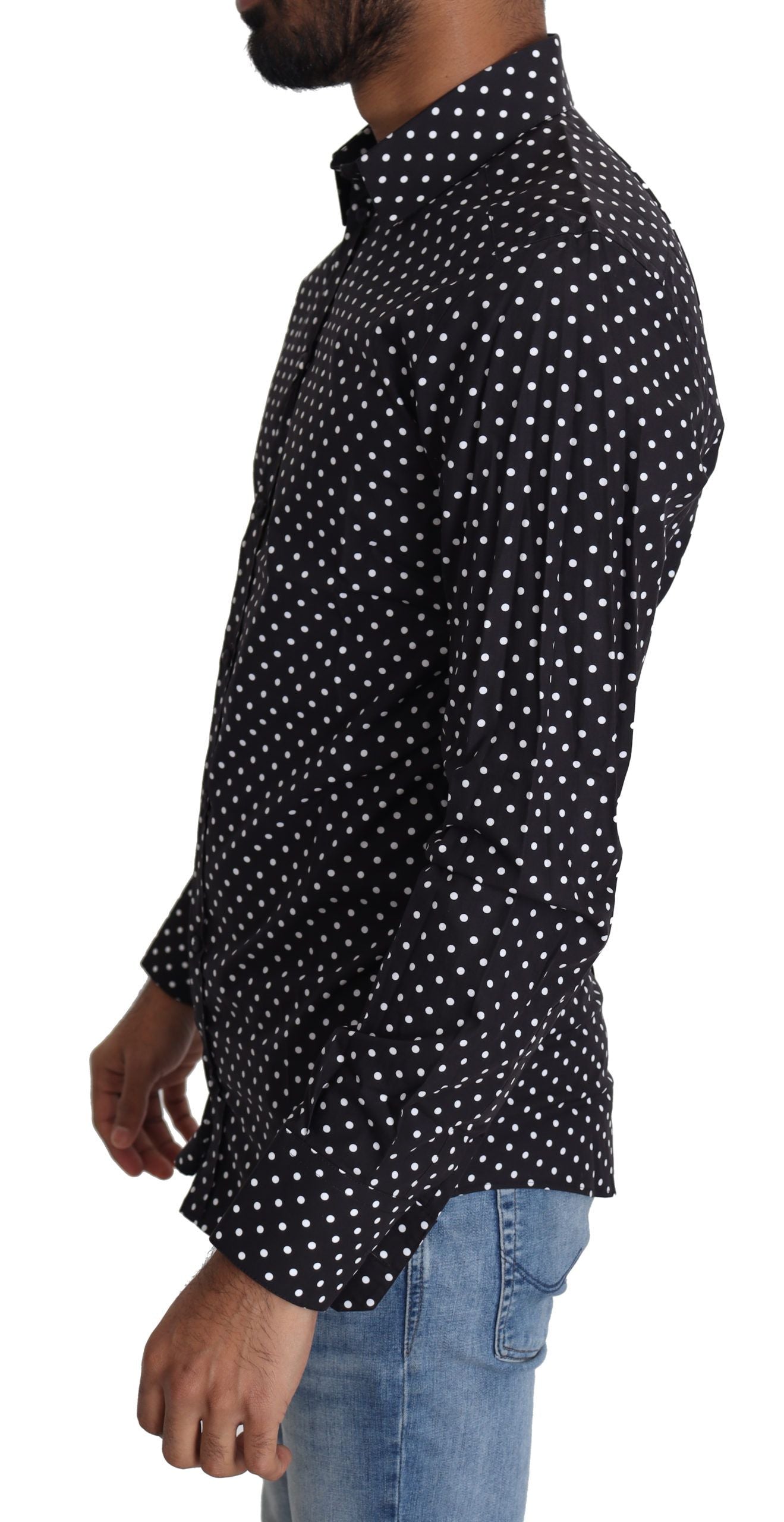 Camicia elegante a maniche lunghe da uomo a pois