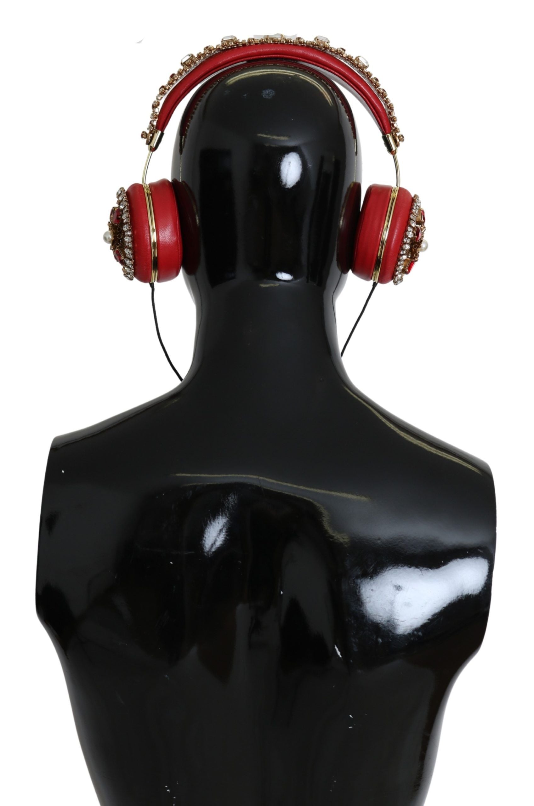 Cuffie in pelle di cristallo rosso squisite