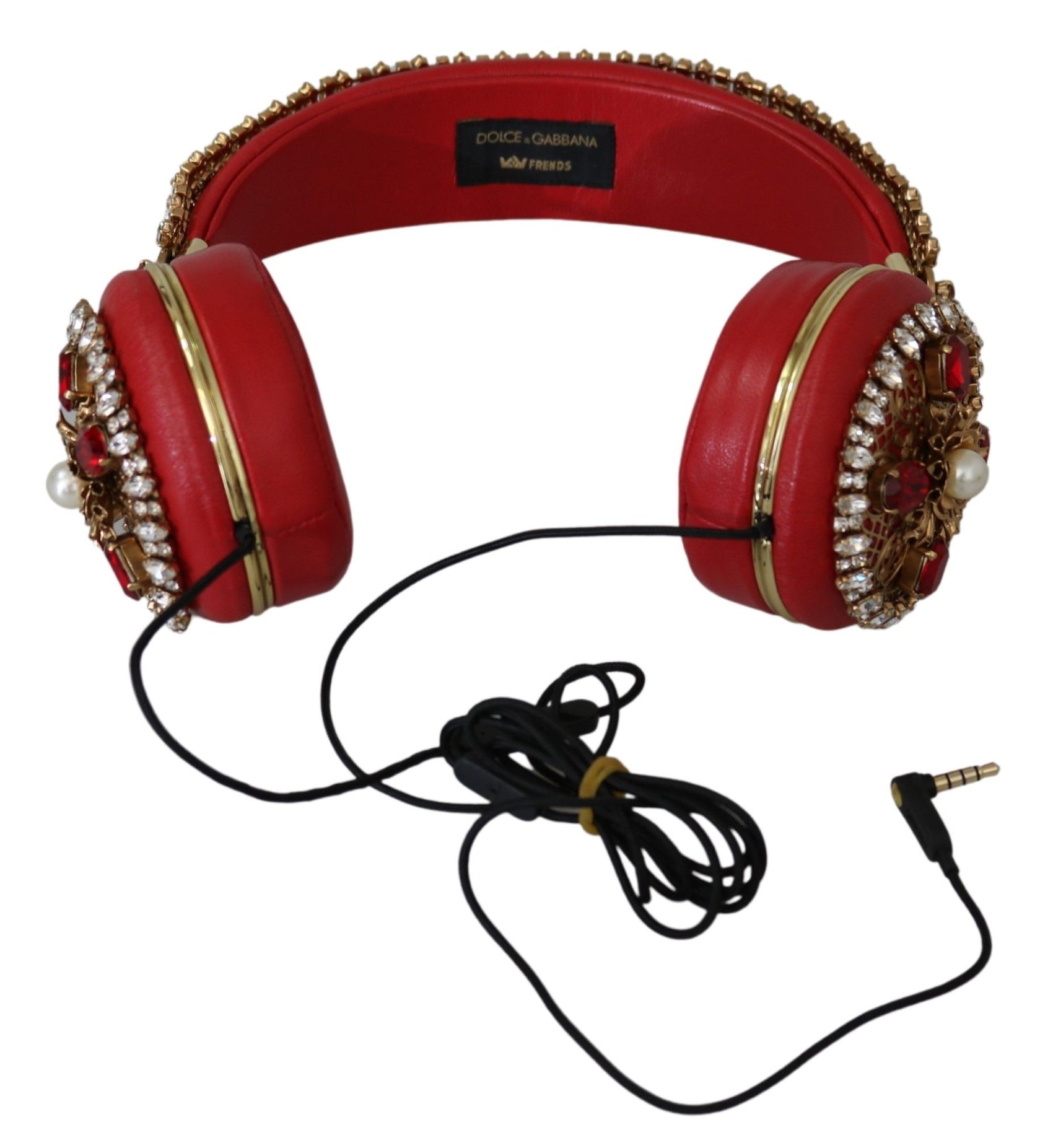 Cuffie in pelle di cristallo rosso squisite