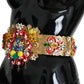 Golden Floral Crystal Embellished Waist Belt