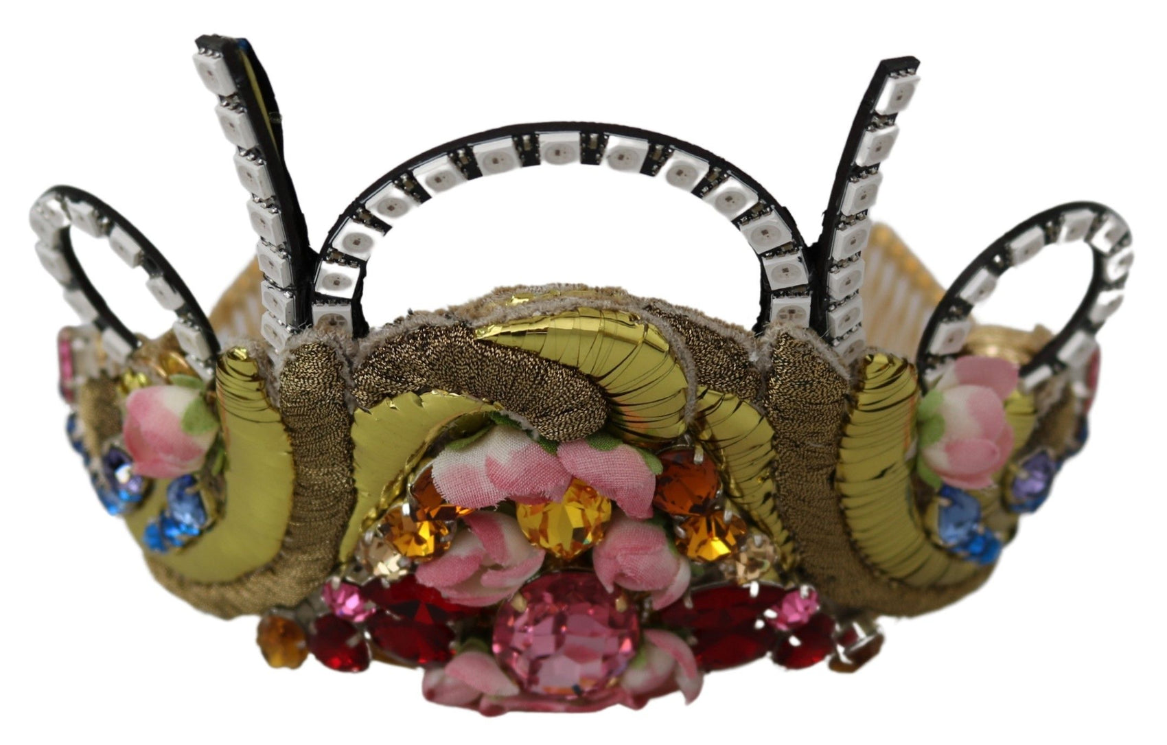 Atemberaubendes Kristalldiadem-Tiara – Gold-Mehrfarbig