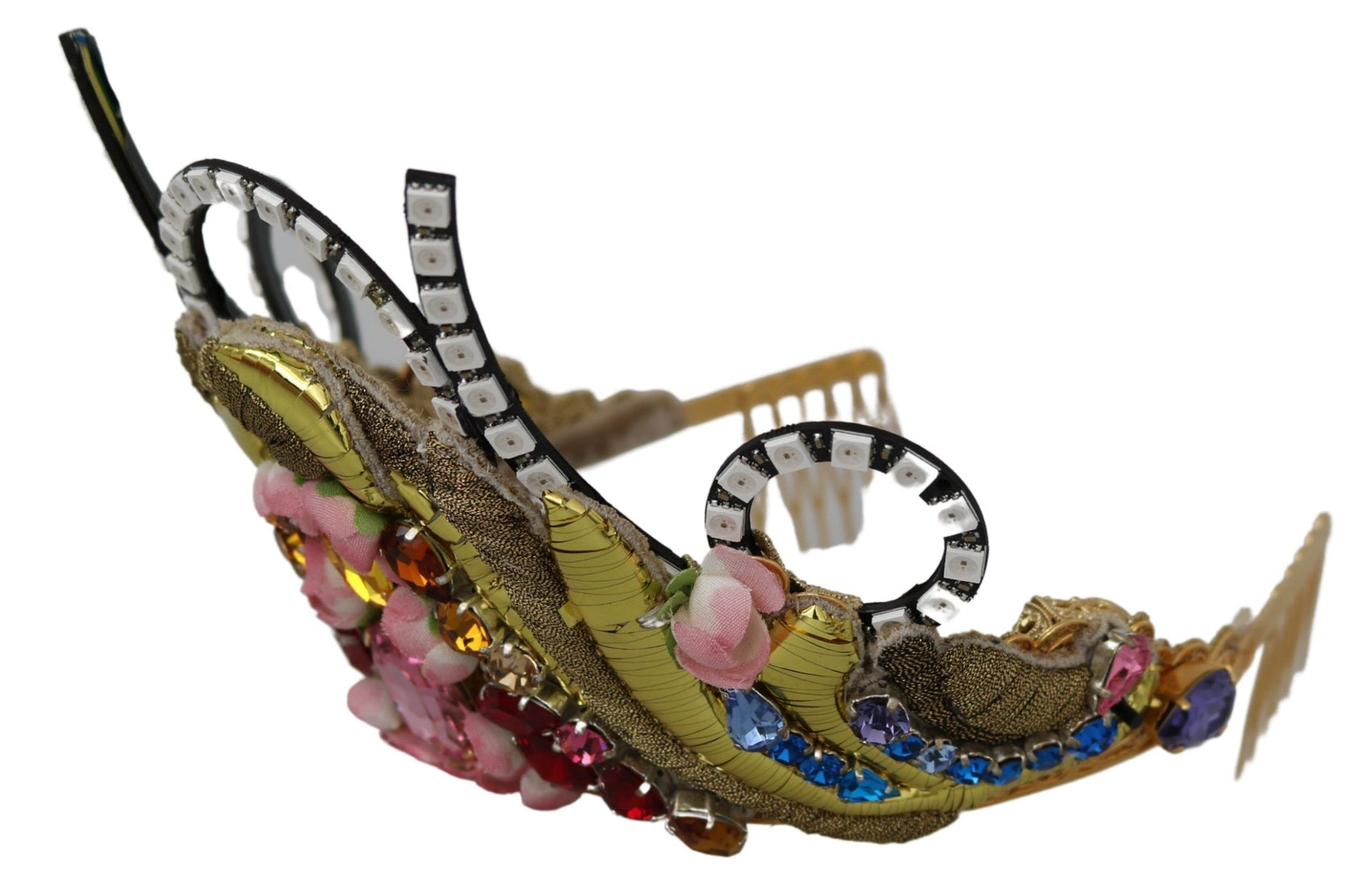 Atemberaubendes Kristalldiadem-Tiara – Gold-Mehrfarbig