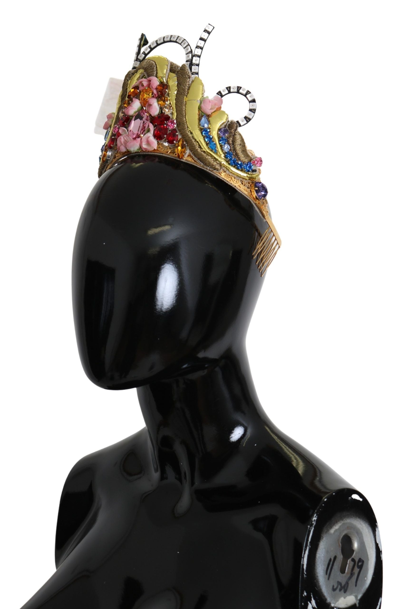 Atemberaubendes Kristalldiadem-Tiara – Gold-Mehrfarbig
