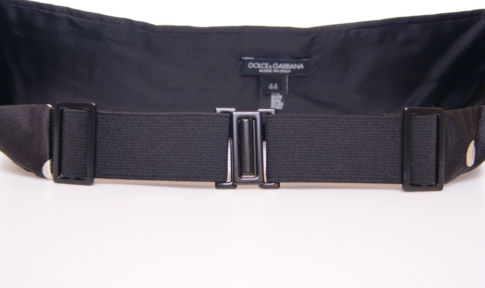 Elegante fascia da smoking in seta nera a pois