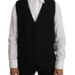 Elegant Black Formal Wool Blend Vest