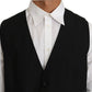 Elegant Black Formal Wool Blend Vest