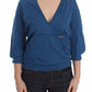 Elegant Deep V-Neck Sweater in Blue