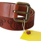 Chic Brown Leather Logo Waist Belt