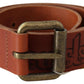 Chic Brown Leather Logo Waist Belt