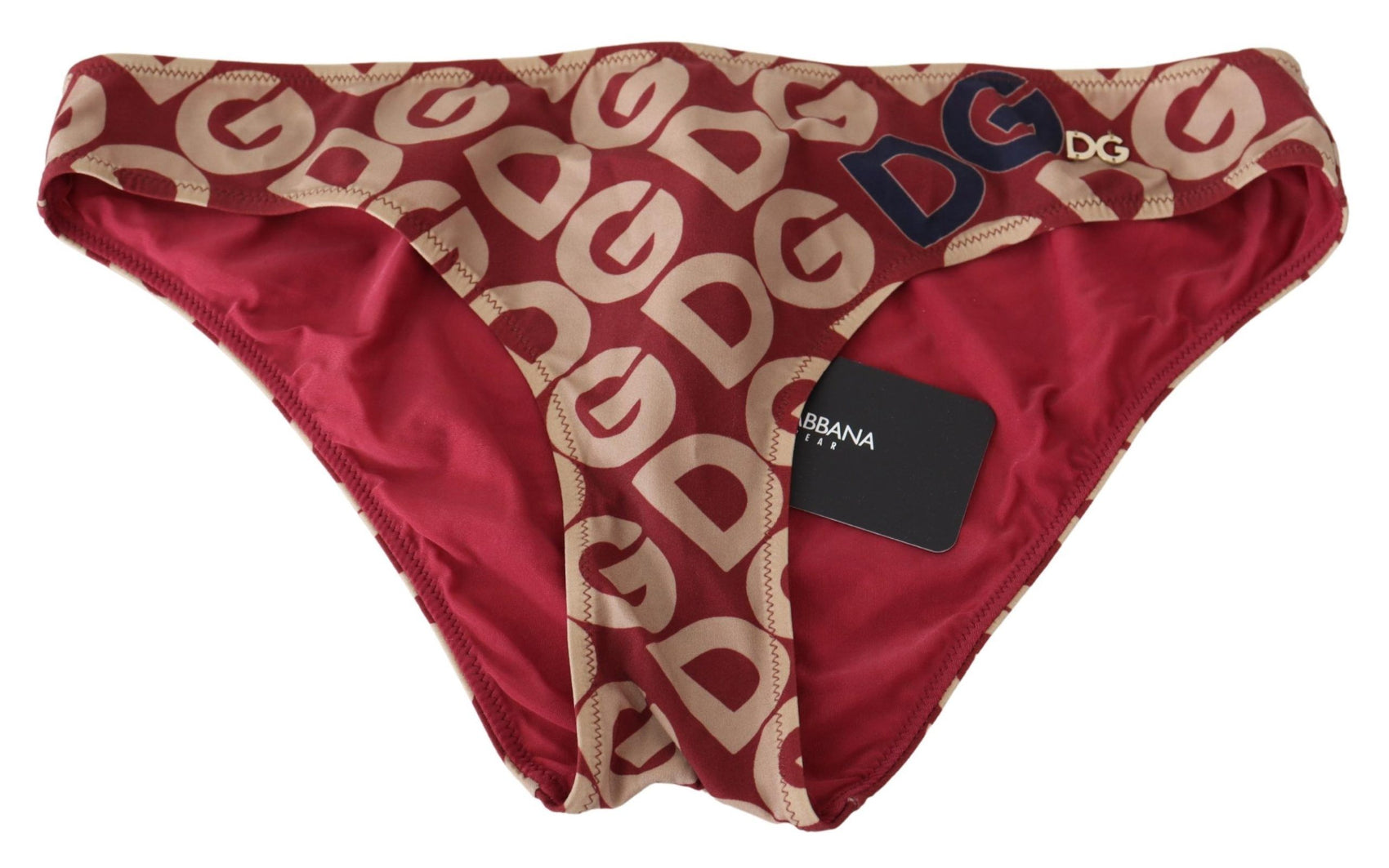 Slip bikini con stampa logo beige bordeaux chic