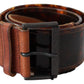 Elegant Dark Brown Leather Belt with Vintage Buckle